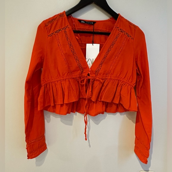 NWT Zara crop peplum blouse top - Picture 1 of 6